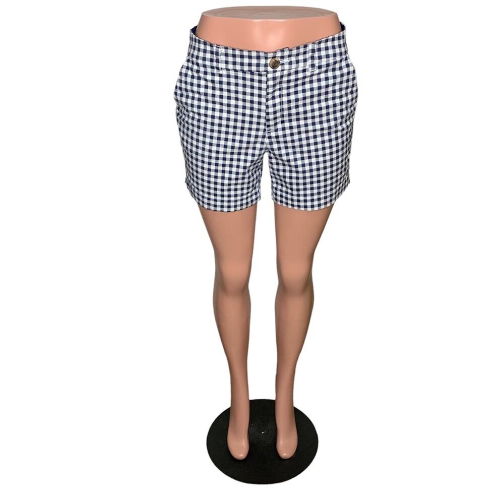 Old Navy Gingham White and Blue Shorts Belt Loops Size 8 Two Front Pocke…